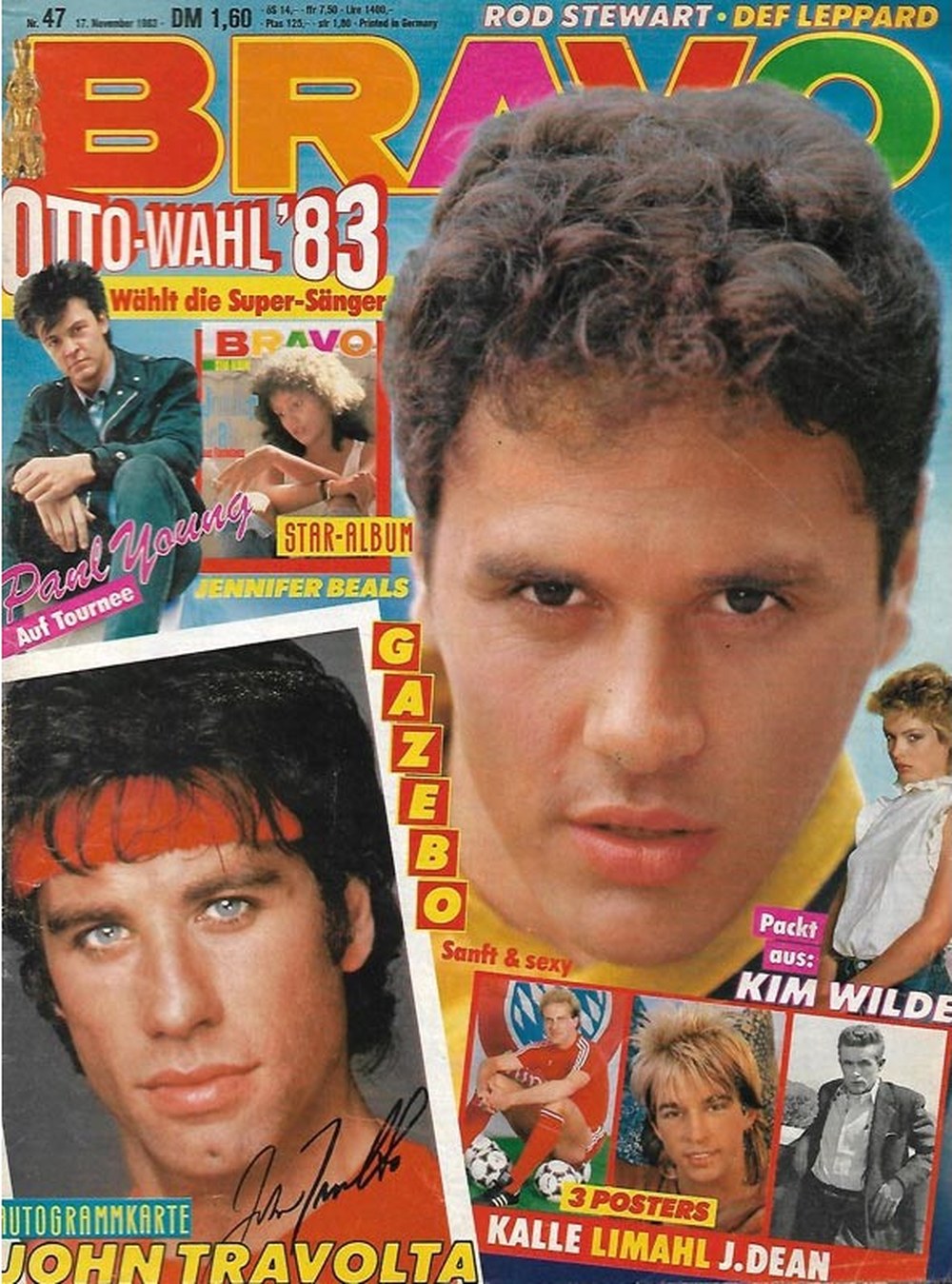 Bravo Magazin Deutschland 1983-47 Gazebo John Travolta Paul Young Kim Wilde Jennifer Beals