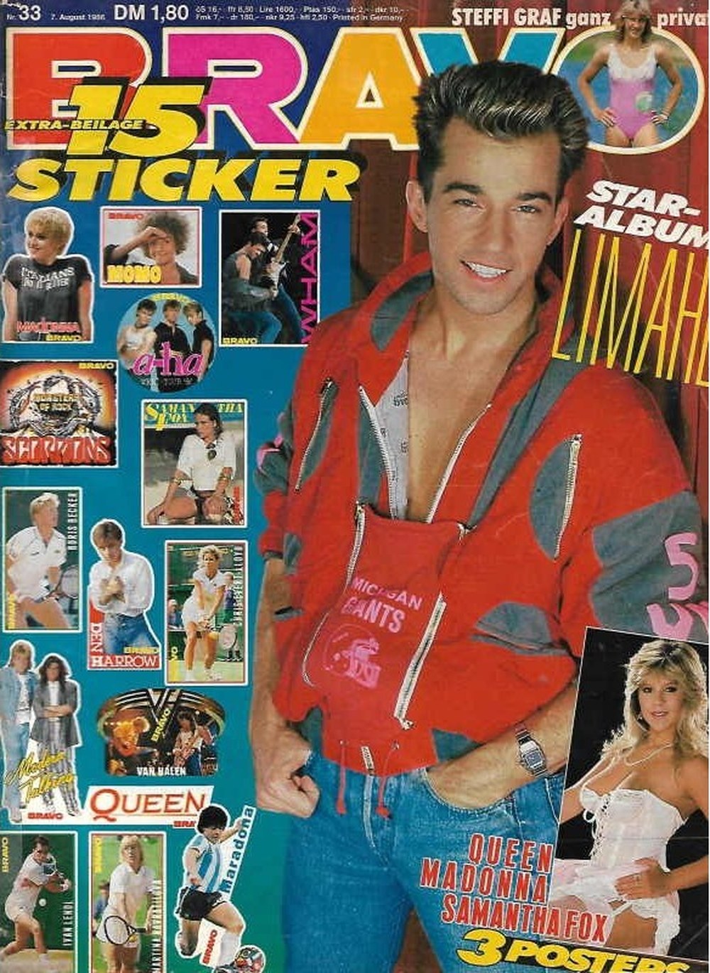Bravo Magazin Deutschland 1986-33 Limahl Samantha Fox Steffi Graf Madonna Den Harrow