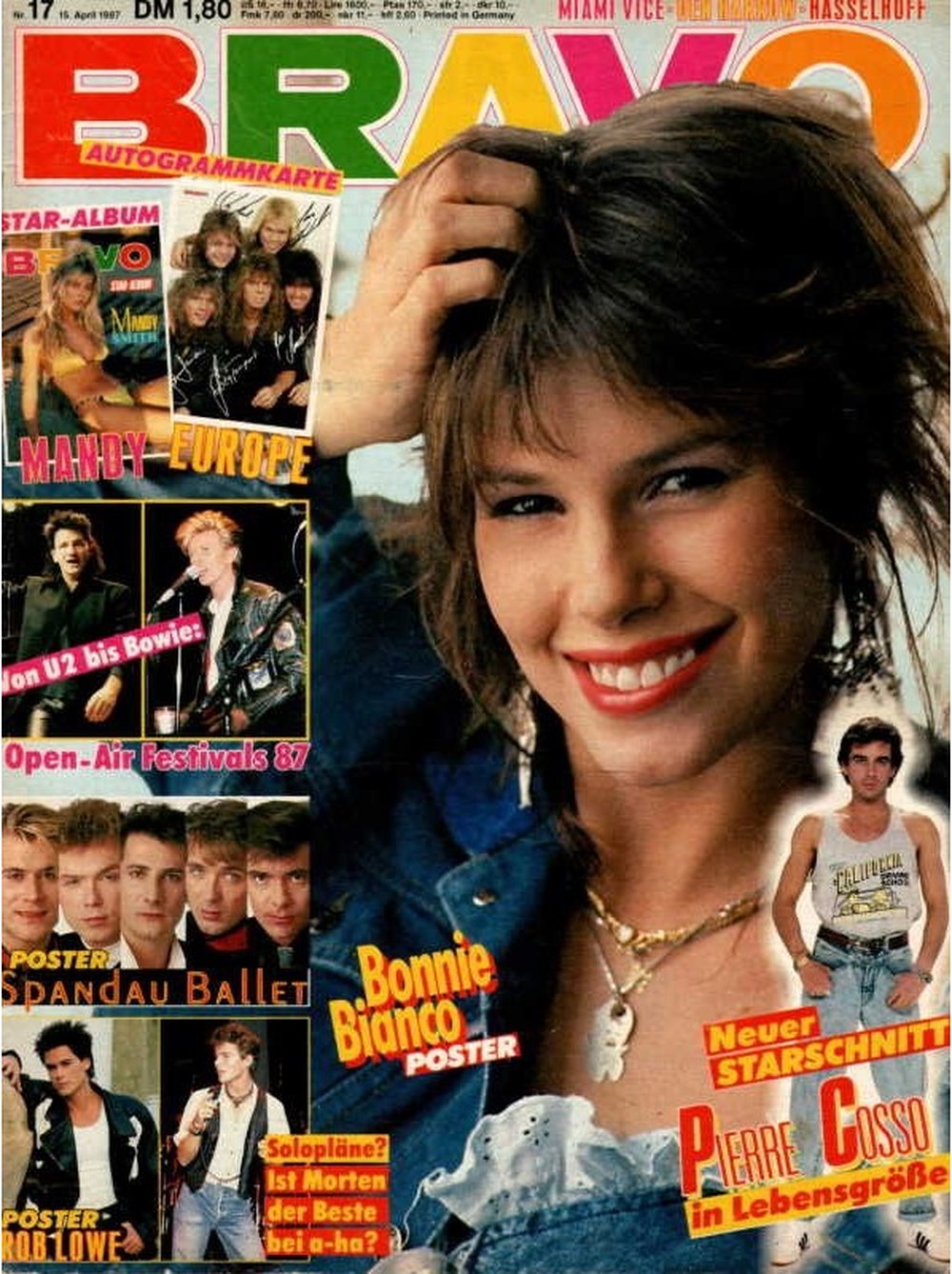 Bravo Magazin Deutschland 1987-17 Bonnie Bianco Pierre Cosso David Bowie Rob Lowe Mandy Smith