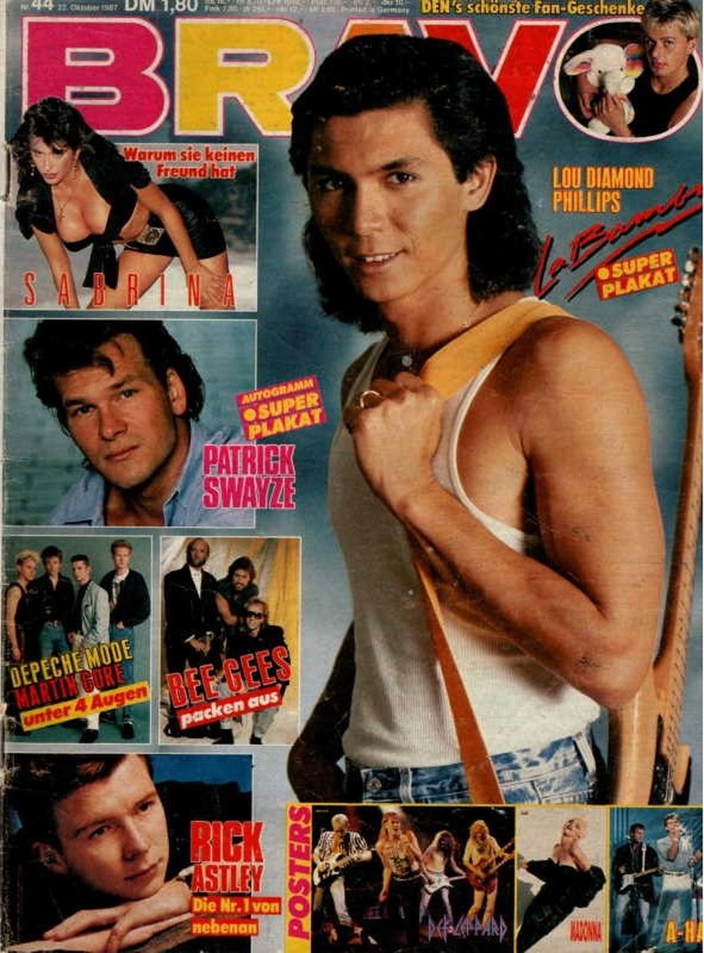 Bravo Magazin Deutschland 1987-44 Lou Diamond Phillips Patrick Swayze Sabrina Salerno Rick Astley Martin Gore