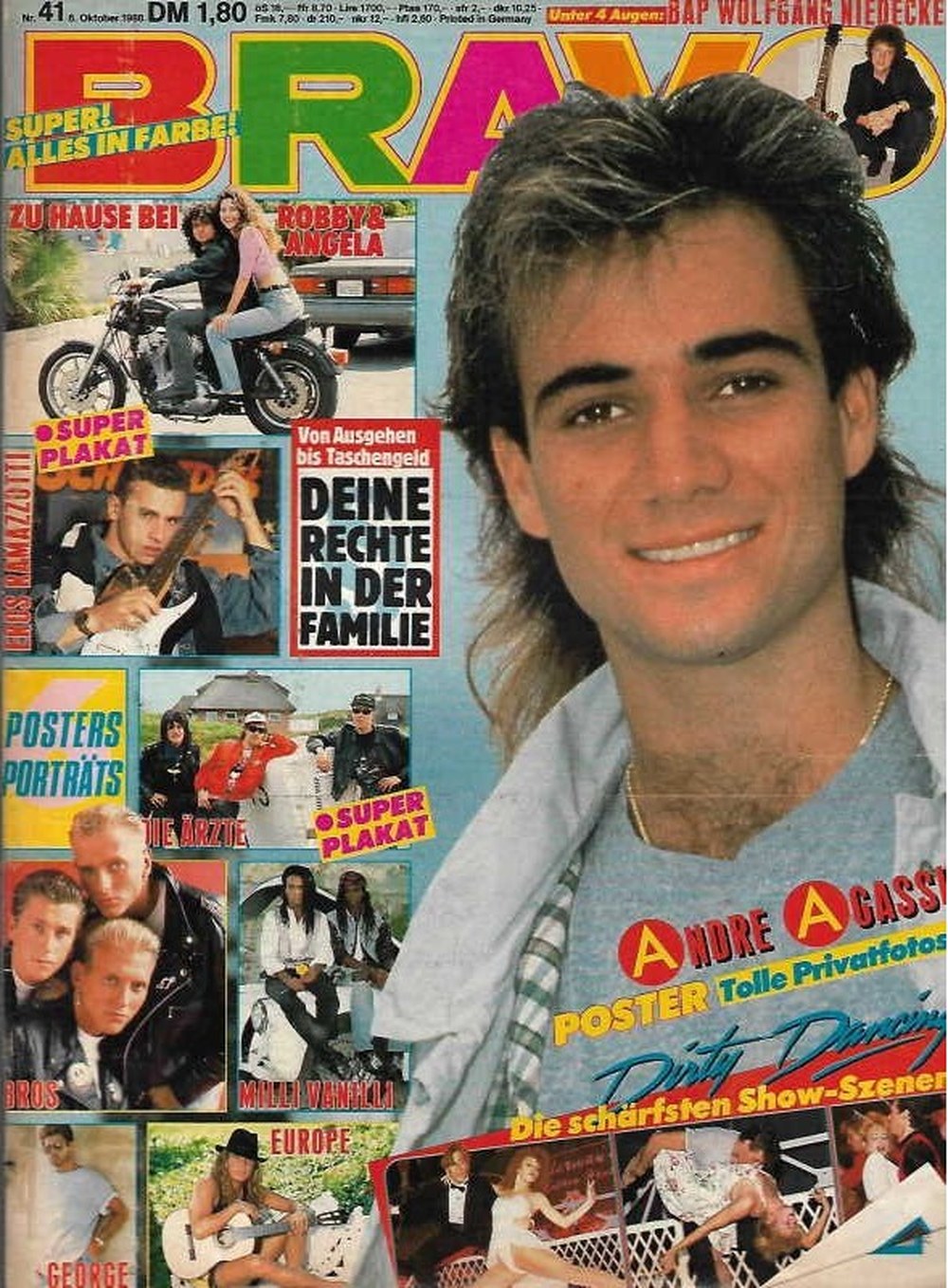 Bravo Magazin Deutschland 1988-41 Andre Agassi Eros Ramazzotti Wolfgang Niedecken Bros Milli Vanilli