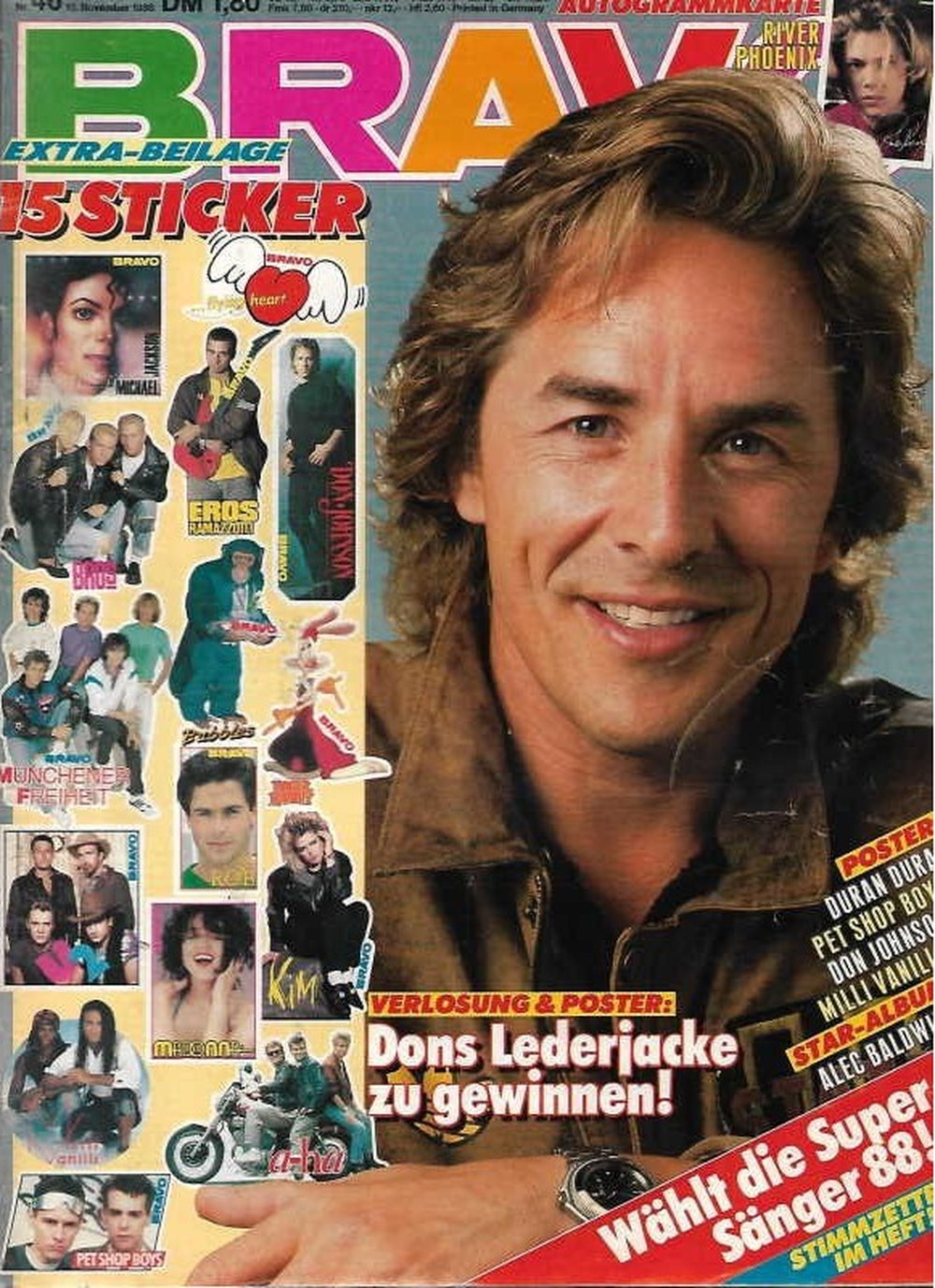 Bravo Magazin Deutschland 1988-46 Don Johnson Michael Jackson River Phoenix Eros Ramazzotti Kim Wilde