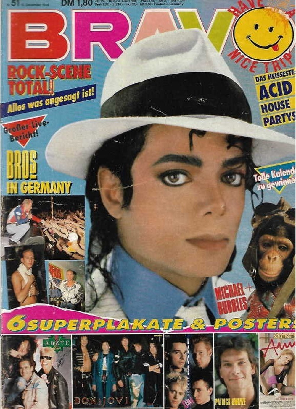 Bravo Magazin Deutschland 1988-51 Michael Jackson Patrick Swayze Bon Jovi Bros Die Ärzte
