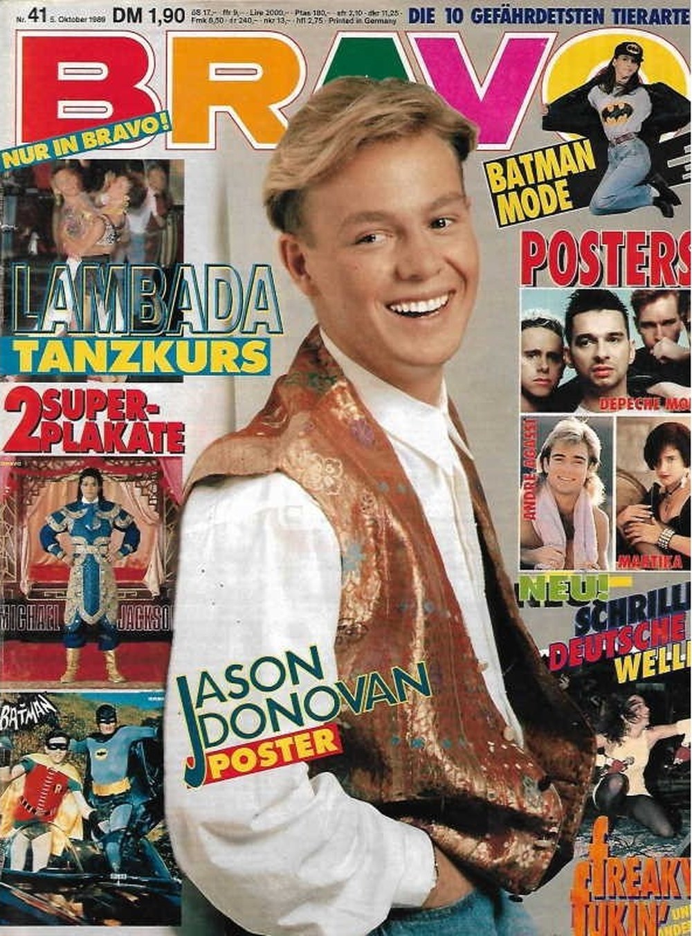 Bravo Magazin Deutschland 1989-41 Jason Donovan Michael Jackson André Agassi Martika Depeche Mode