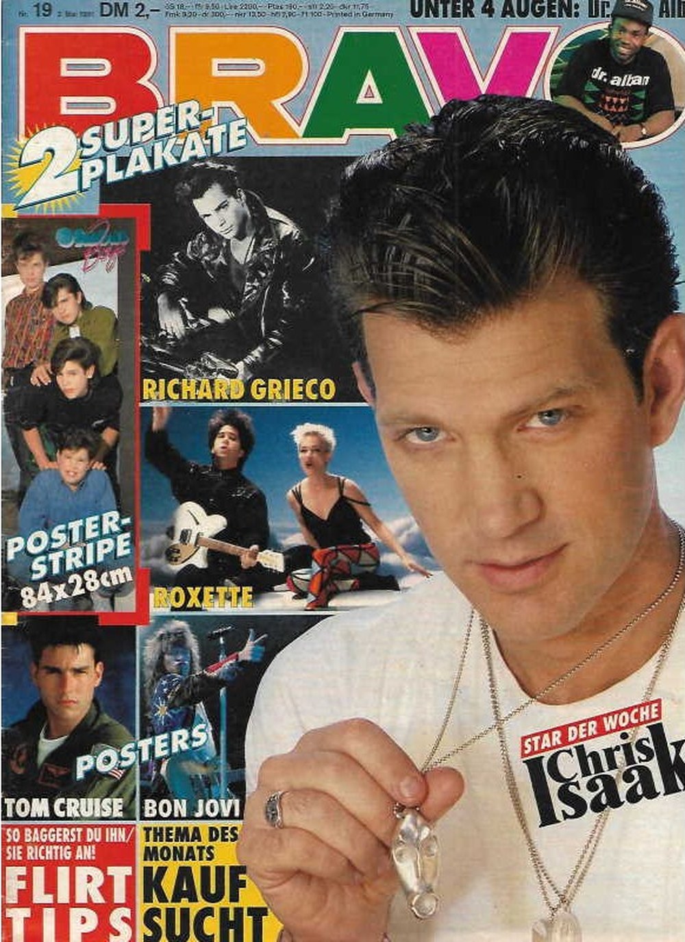 Bravo Magazin Deutschland 1991-19 Chris Isaak Richard Grieco Tom Cruise Jon Bon Jovi Roxette