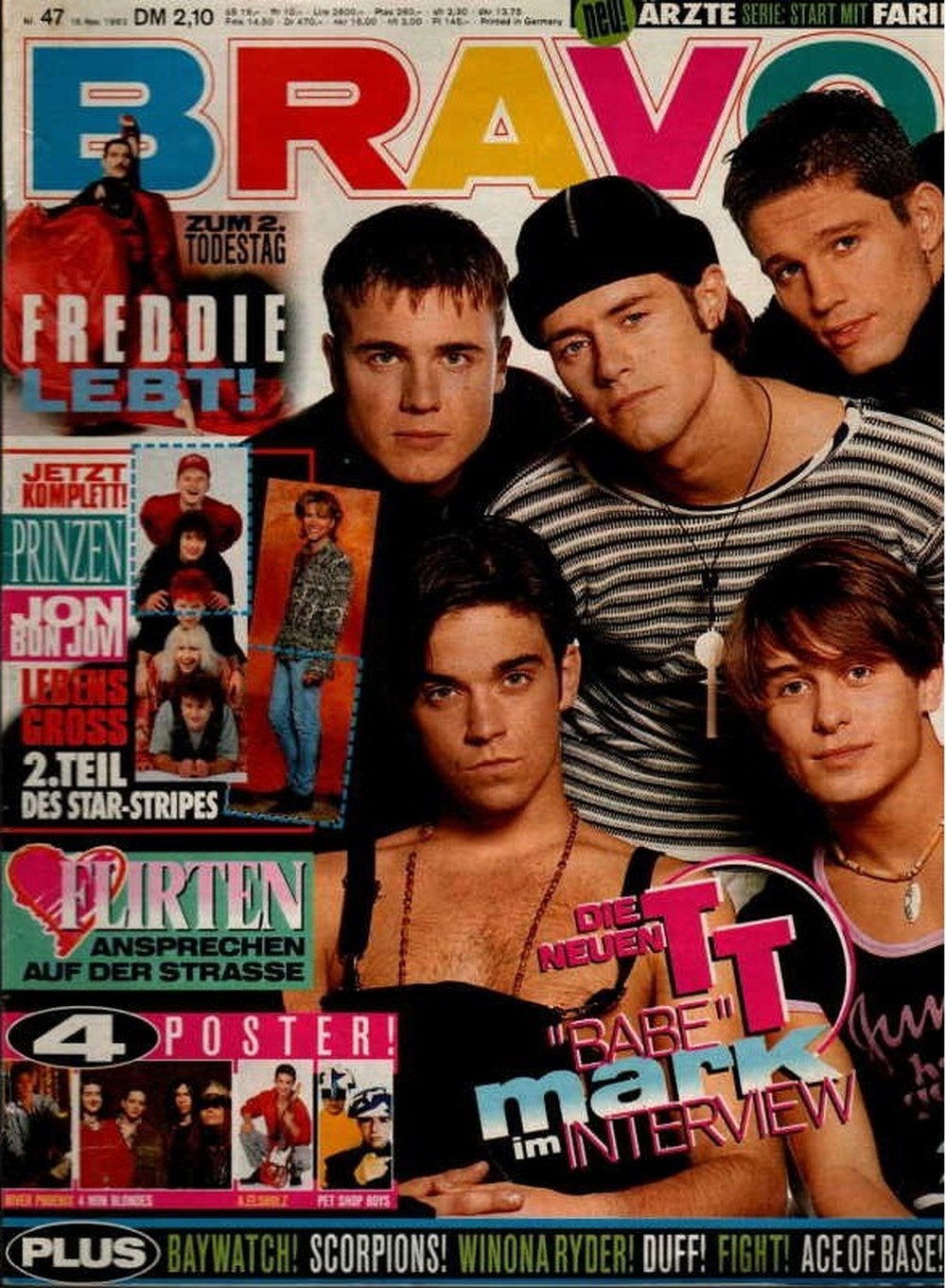 Bravo Magazin Deutschland 1993-47 Take That Freddie Mercury Mark Owen Jon Bon Jovi Winona Ryder