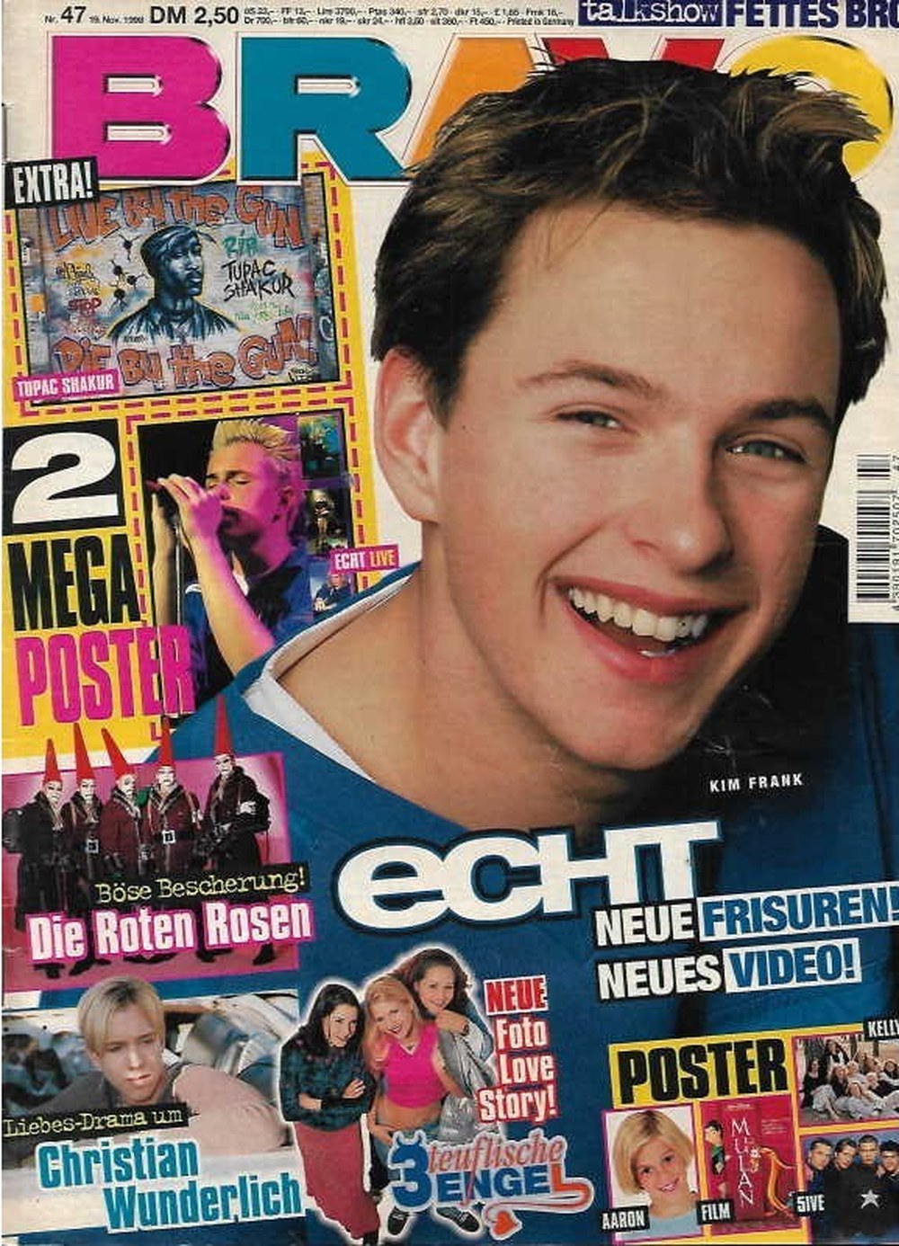 Bravo Lehti Saksa 1998-47 – Kim Frank Tupac Shakur Christian Wunderlich Aaron Carter Echt – Alkuperäinen painos