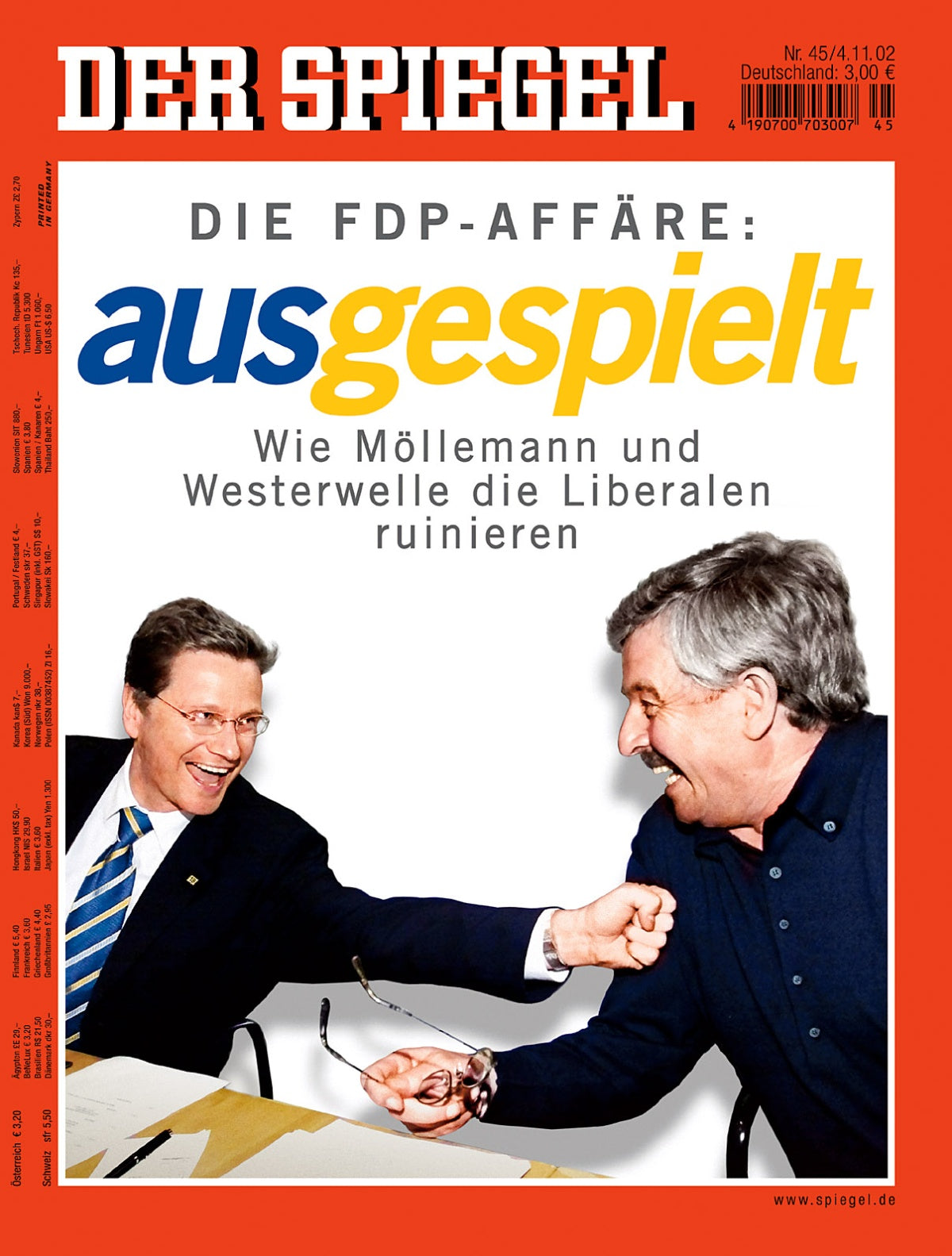 Der Spiegel Magazin Deutschland 2002-45 Guido Westerwelle Jürgen Möllemann