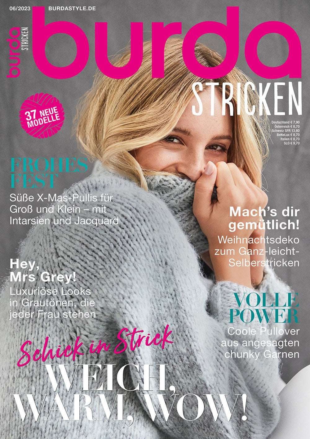 Burda Stricken Magazin Deutschland 2023-06 Stricken Weihnachtspullover Intarsien