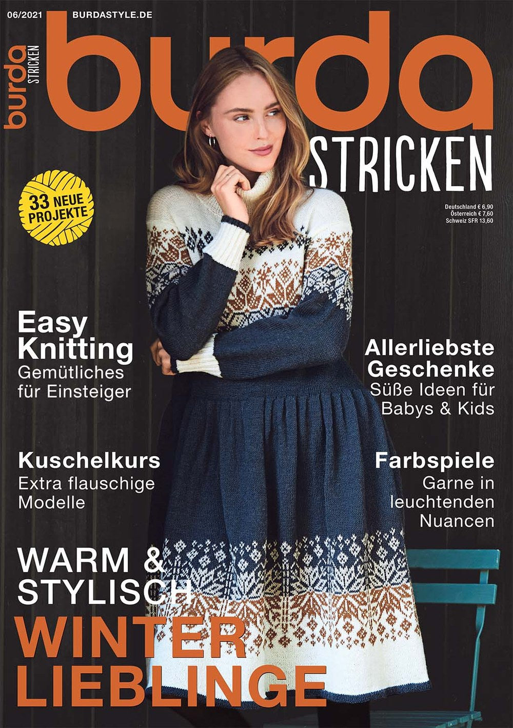 Burda Stricken Magazin Deutschland 2021-06 Stricken Wintermode Nordische Fair Isle Muster