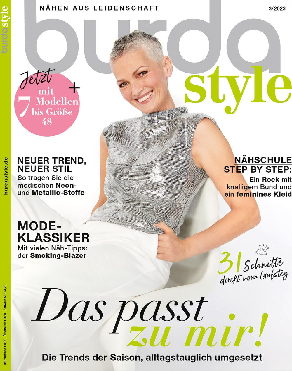 Burda Style Magazin Deutschland 2023-03 Nähen Schnittmuster Neon-Stoffe