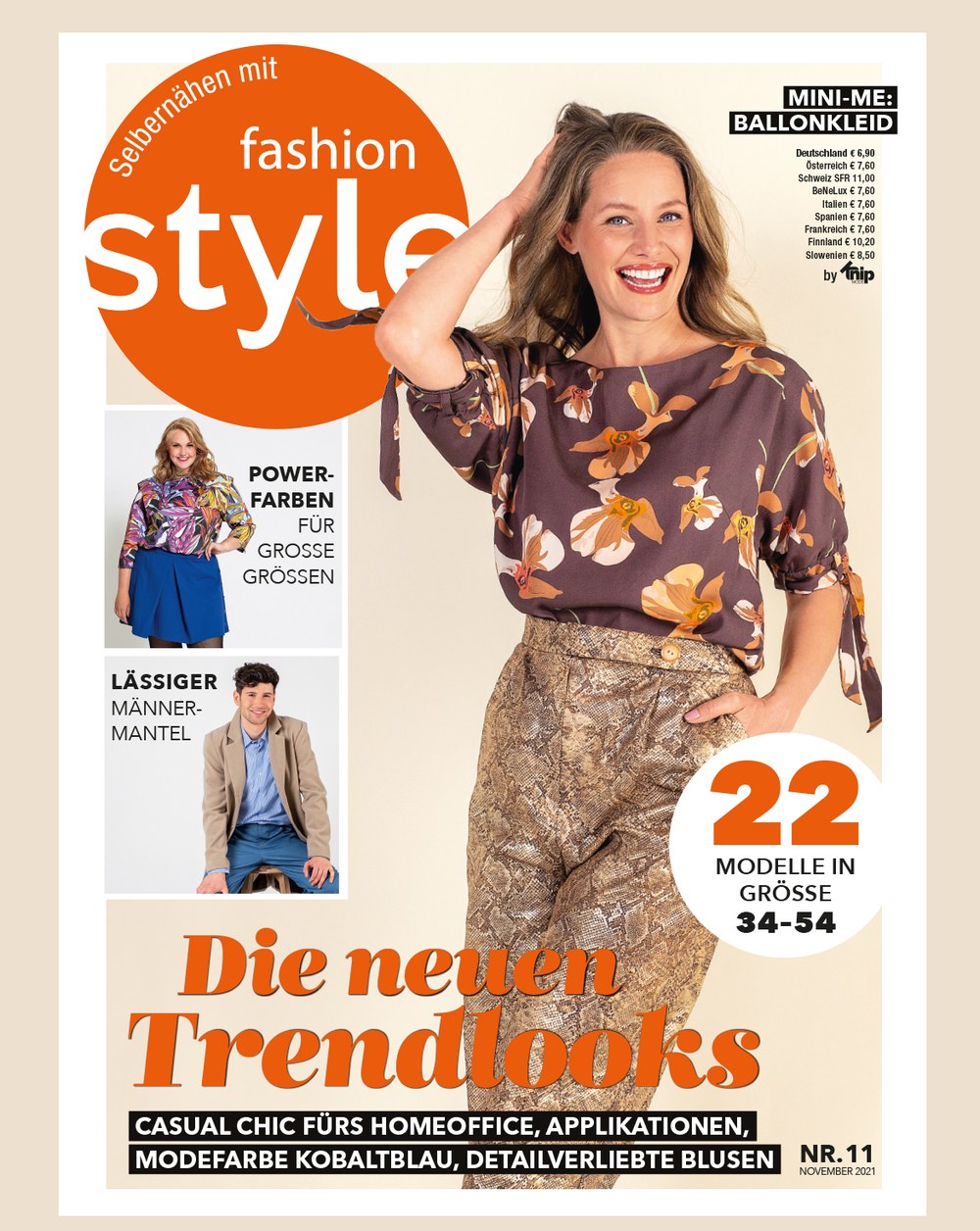 Fashion Style Magazin Deutschland 2021-11 Schnittmuster Modetrends DIY-Mode