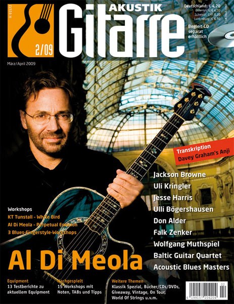 Akustik Gitarre Magazin Deutschland 2009-02 Al Di Meola Jackson Browne Uli Kringler Jesse Harris Ulli Bögershausen
