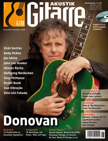Akustik Gitarre Magazin Deutschland 2008-06 Donovan Vicki Genfan Andy McKee Jim White John Lee Hooker