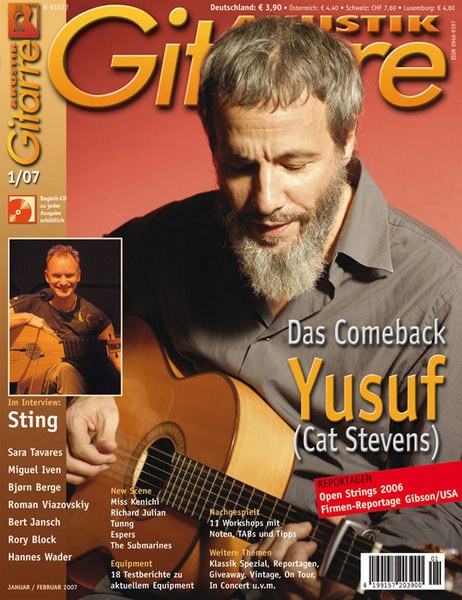 Akustik Gitarre Magazin Deutschland 2007-01 Yusuf (Cat Stevens) Sting Sara Tavares Miguel Bosé Bjorn Berge