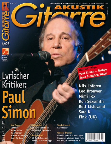 Akustik Gitarre Magazin Deutschland 2006-04 Paul Simon Nils Lofgren Leo Brouwer Mimi Fox Ron Sexsmith