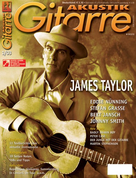 Akustik Gitarre Magazin Deutschland 2003-01 James Taylor Eddie Nünning Stefan Grasse Bert Jansch Johnny Smith