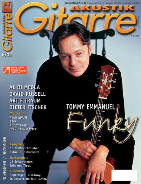 Akustik Gitarre Magasin Tyskland 2002-06 – Tommy Emmanuel Al Di Meola David Russell Artie Traum Dieter Fischer – Originalutgåva