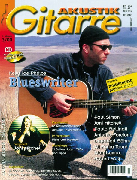 Akustik Gitarre Magazin Deutschland 2000-03 Kelly Joe Phelps Joni Mitchell Paul Simon John Mitchell Paulo Bellinati