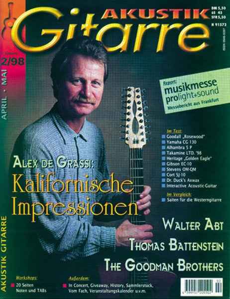 Akustik Gitarre Magazin Deutschland 1998-02 Alex De Grassi Walter Abt Thomas Battenstein The Goodman Brothers