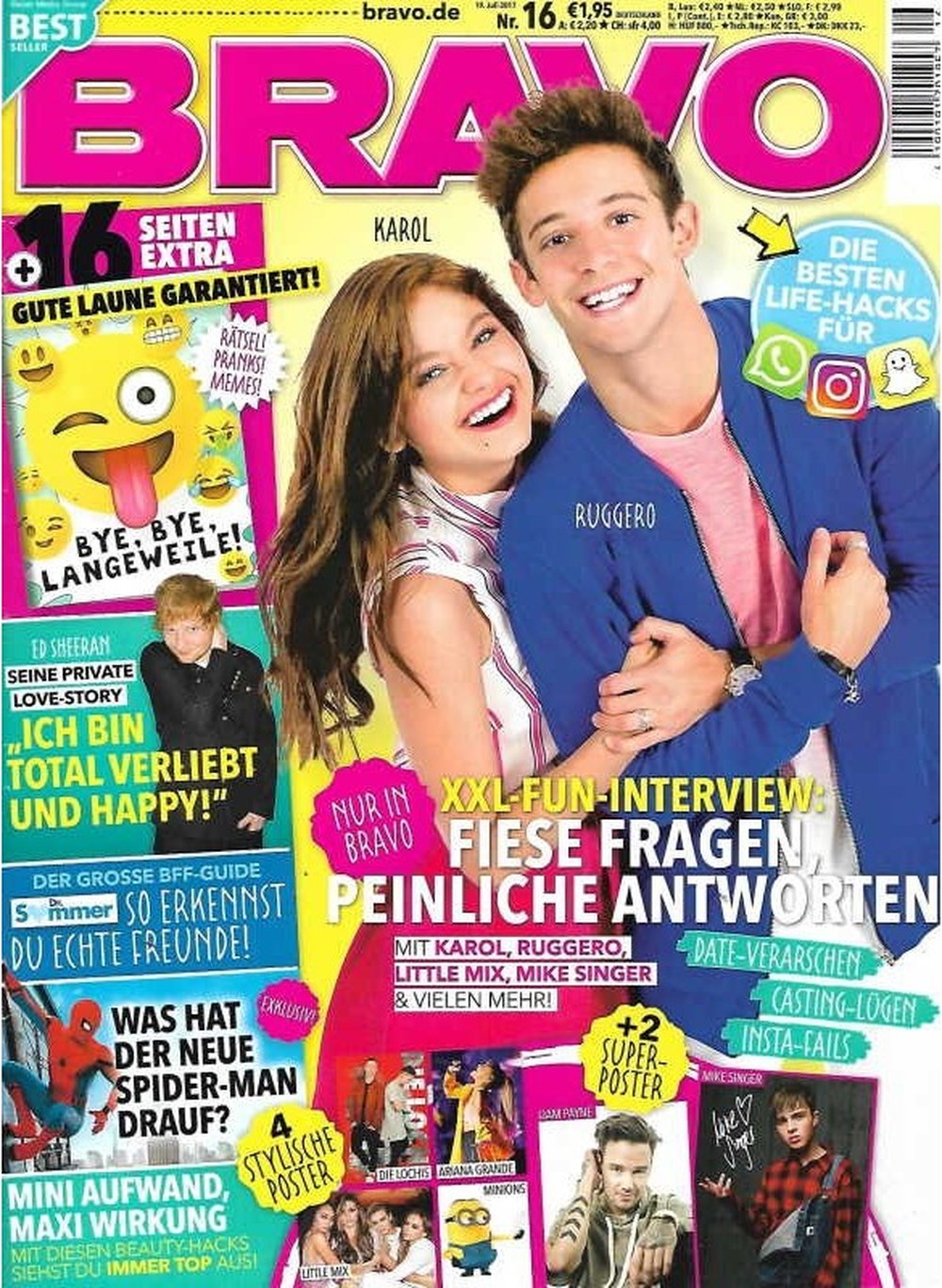 Bravo Magazin Deutschland 2017-16 Karol Sevilla Ruggero Pasquarelli Ed Sheeran Mike Singer Little Mix