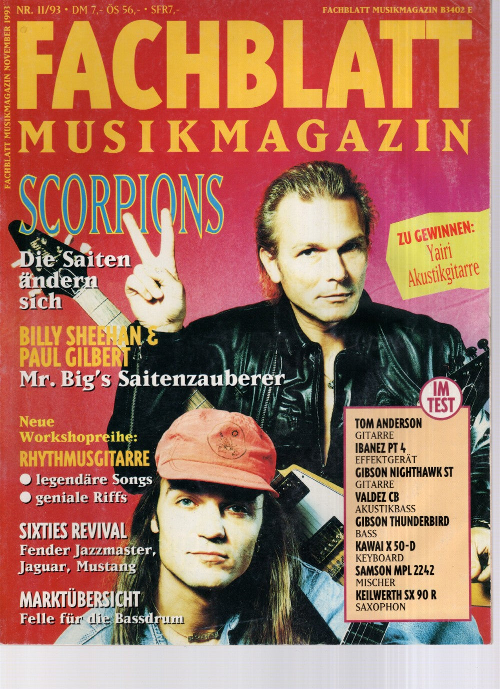 Fachblatt Musikmagazin Deutschland 1993-11 Billy Sheehan Paul Gilbert Scorpions Mr. Big