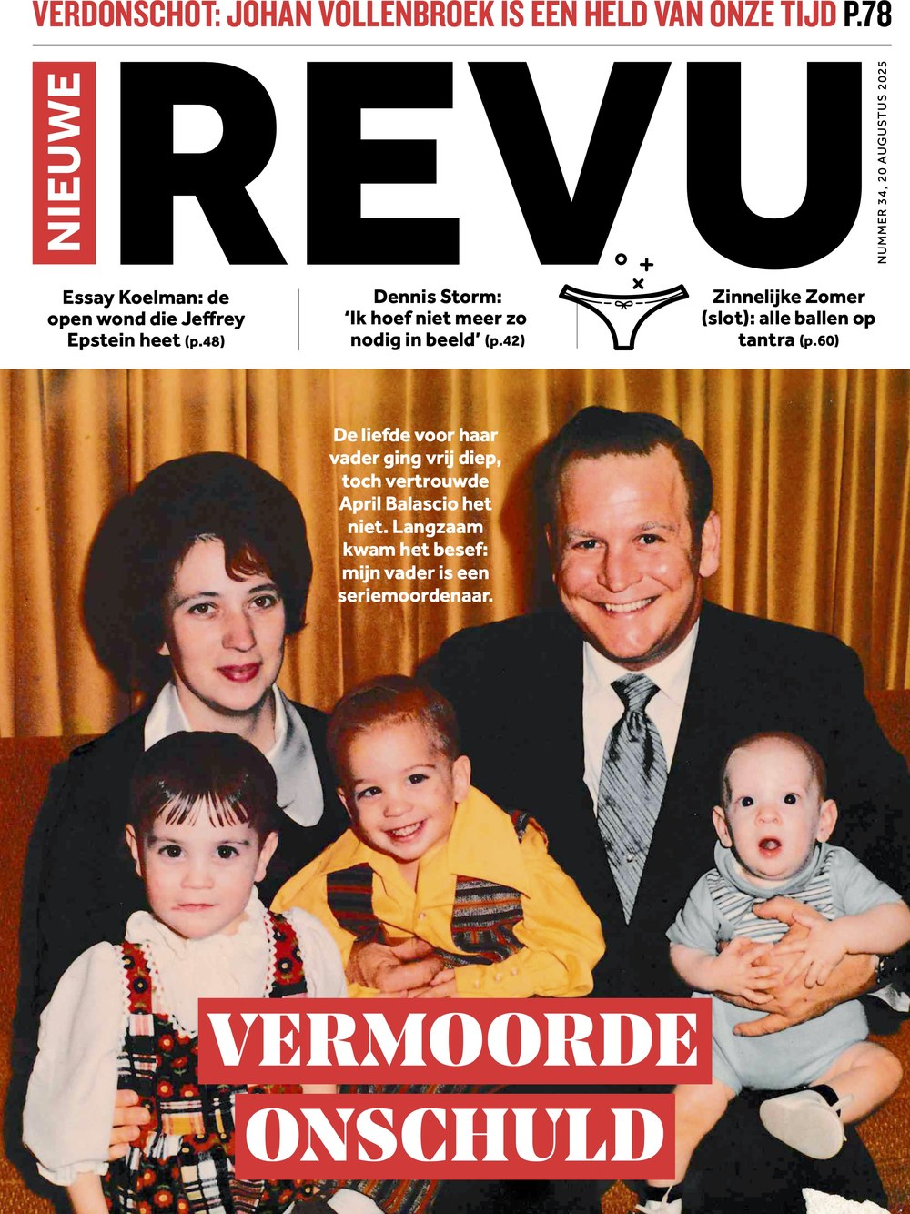 Nieuwe Revu Tijdschrift Nederland 2025-34 April Balascio Johan Vollenbroek Jeffrey Epstein Dennis Storm Originele uitgave