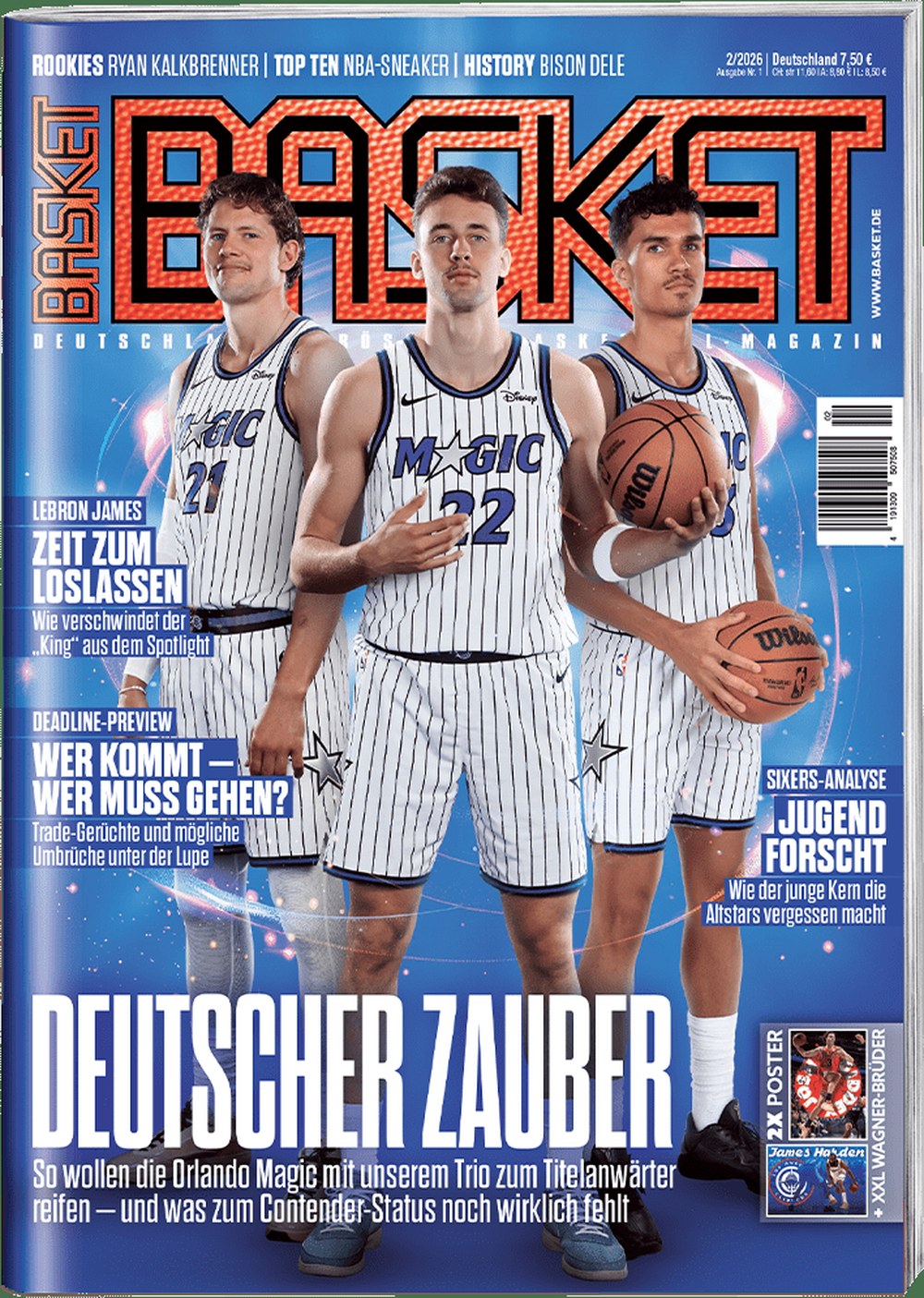 Basket Magazin Deutschland 2026-02 Franz Wagner Moritz Wagner Tristan Da Silva LeBron James Ryan Kalkbrenner