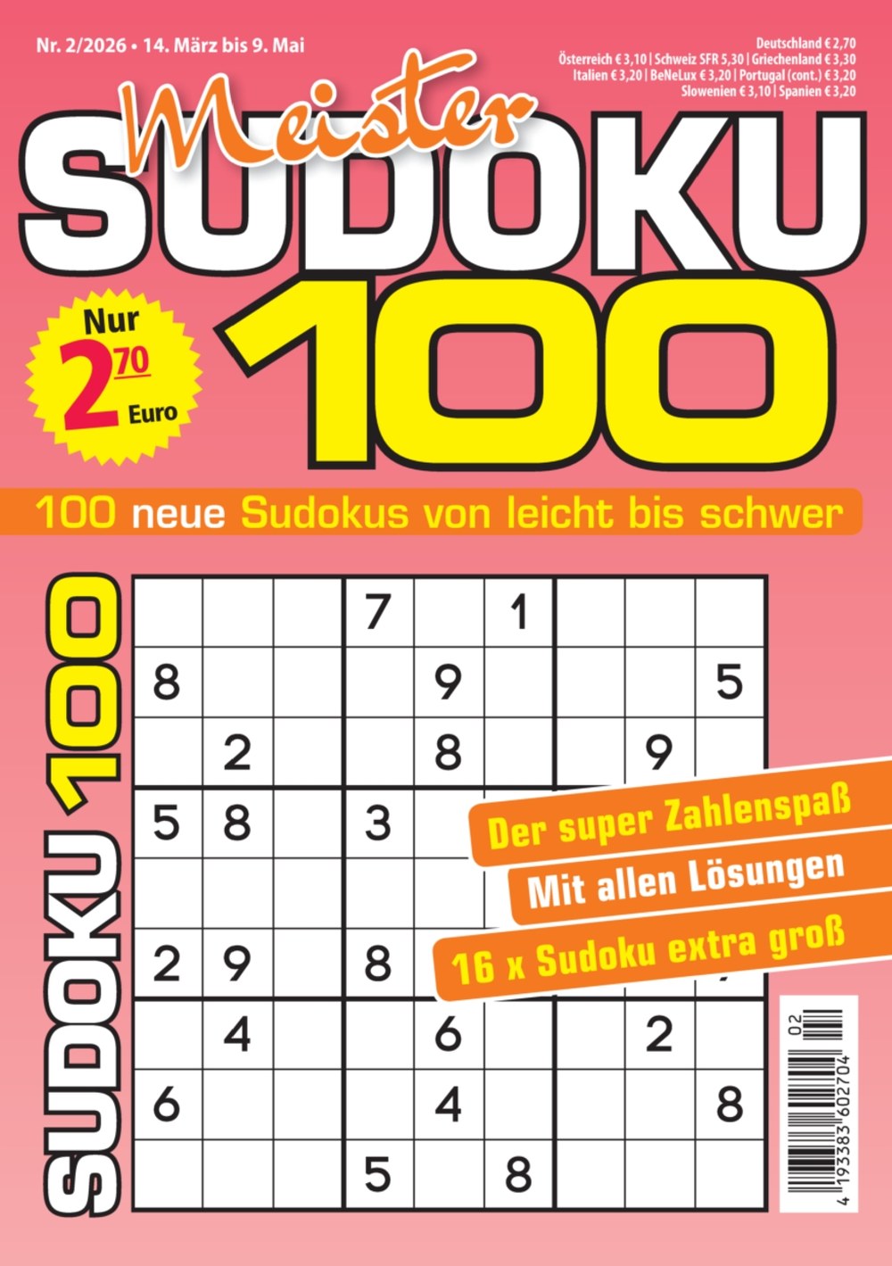 100 Fakten Magazin Deutschland 2026-02 Sudoku Rätsel Zahlenspiel