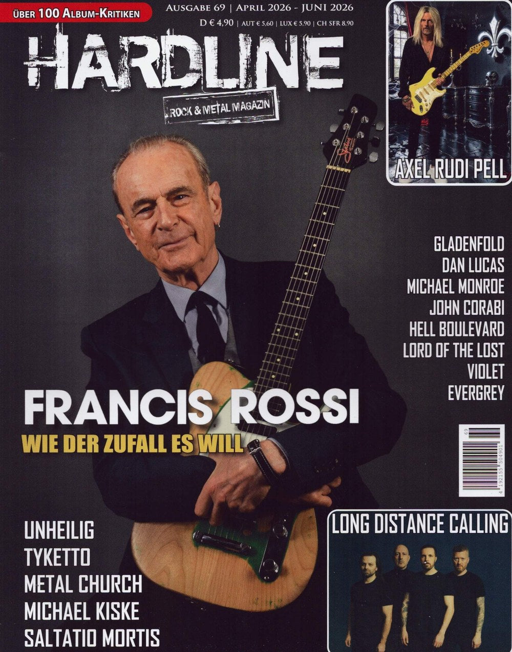 Hardline Magazin Deutschland 2026-69 Francis Rossi Axel Rudi Pell Michael Kiske Dan Lucas Michael Monroe