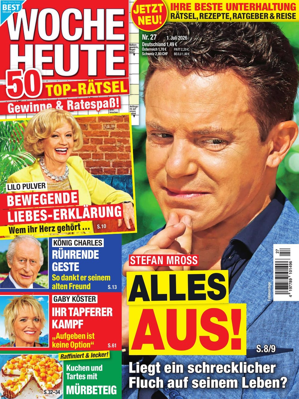 Woche Heute Magasin Tyskland 2026-27 – Stefan Mross Lilo Pulver King Charles III Gaby Köster – Originalutgåva