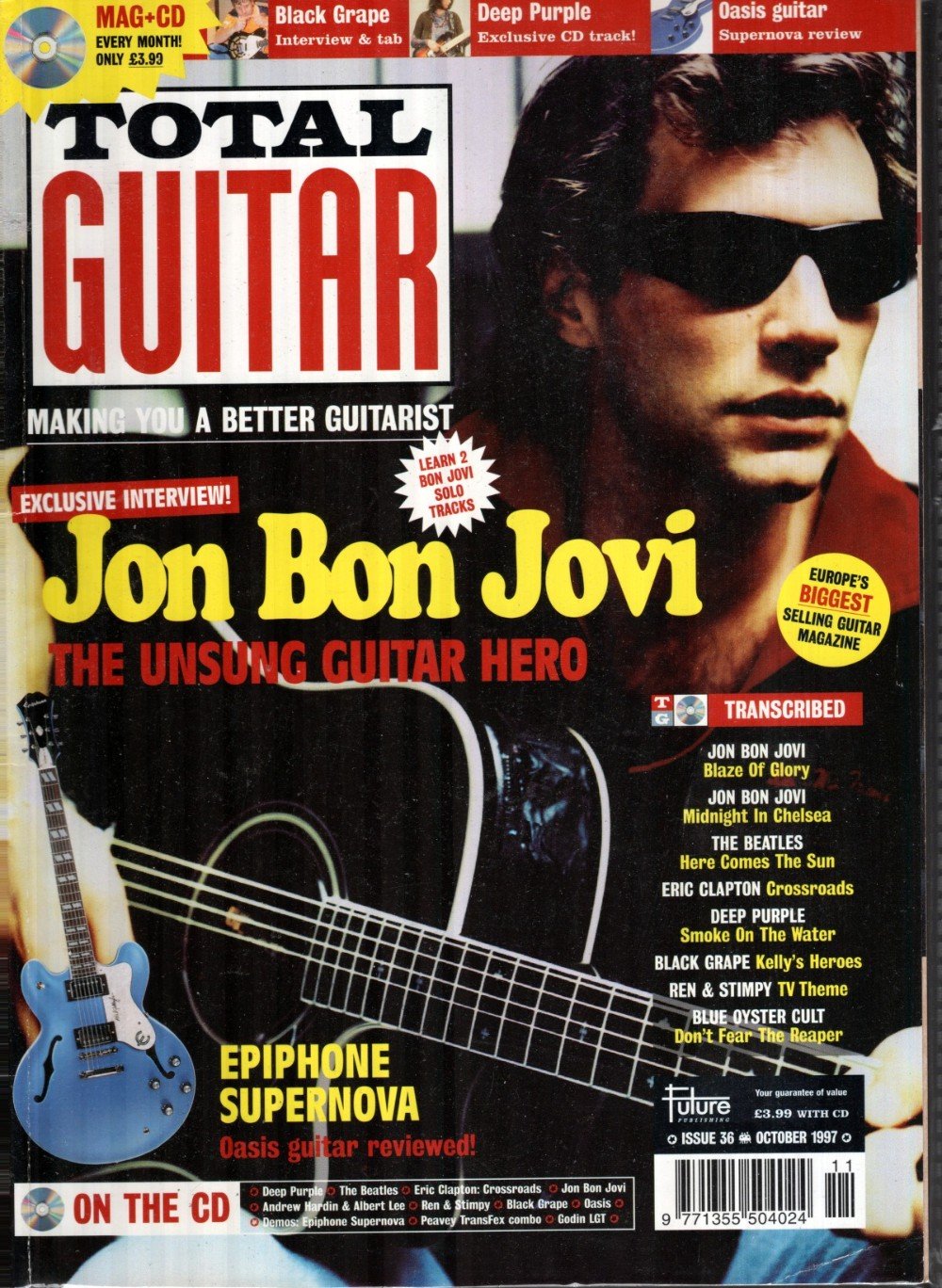 Total Guitar Magazin UK 1997-10 Jon Bon Jovi Bon Jovi The Beatles Deep Purple Black Grape #36
