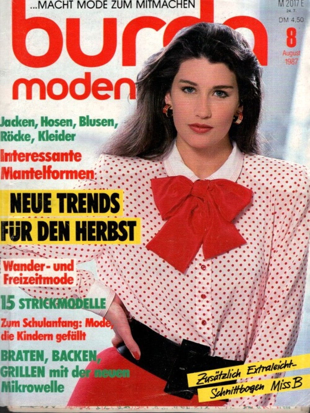 Burda Moden Magazin Deutschland 1987-08 Herbstmode Jacken Hosen + Schnittmuster