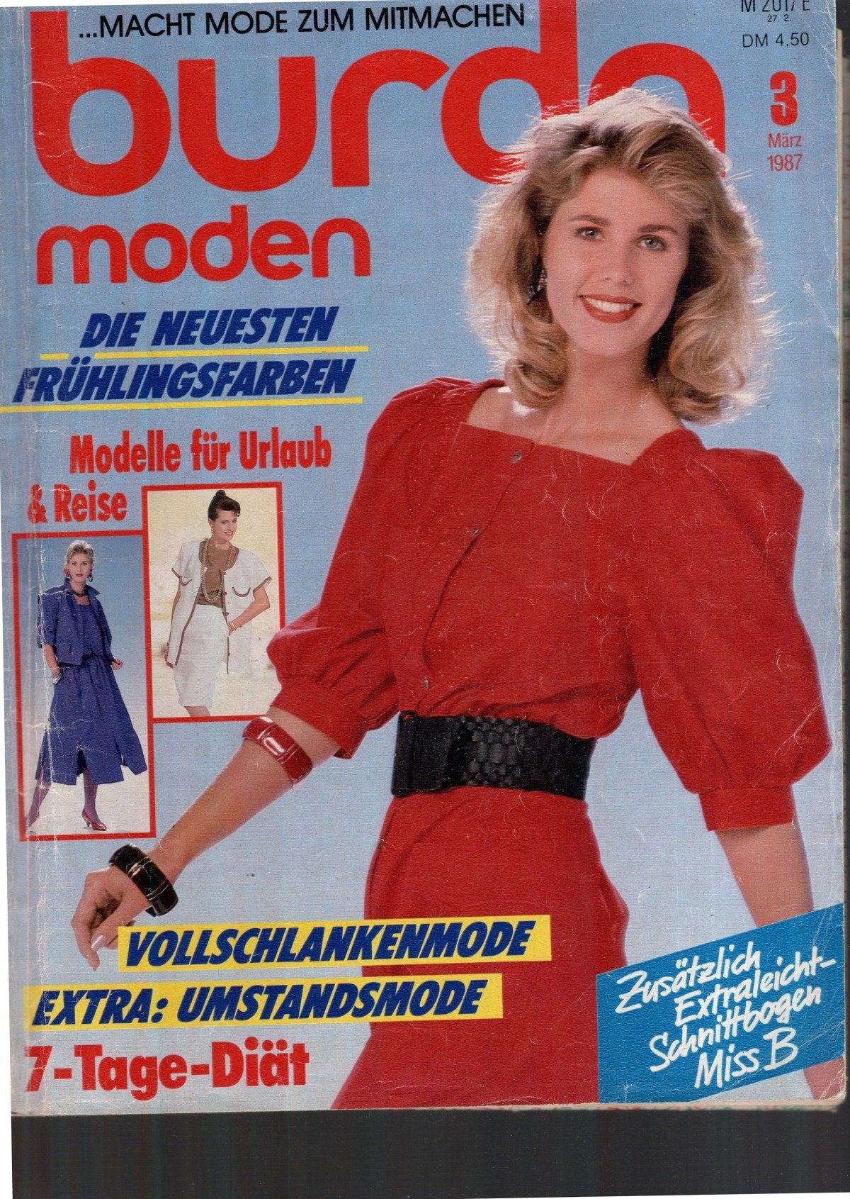Burda Moden Magazin Deutschland 1987-03 Frühlingsmode Frühlingsfarben Urlaubsmode + Schnittmuster
