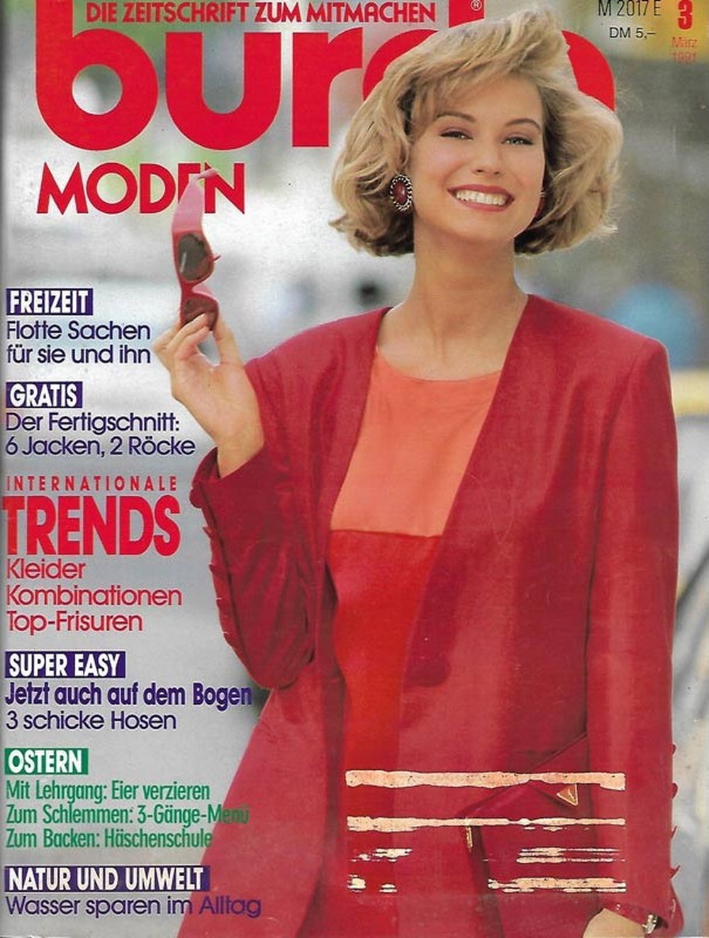 Burda Moden Magazin Deutschland 1991-03 Freizeitmode Internationale Modetrends Kleider