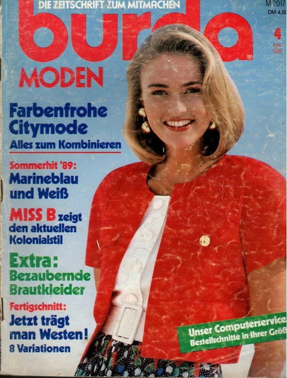 Burda Moden Magazin Deutschland 1989-04 Citymode Sommerhit 1989 Marineblau