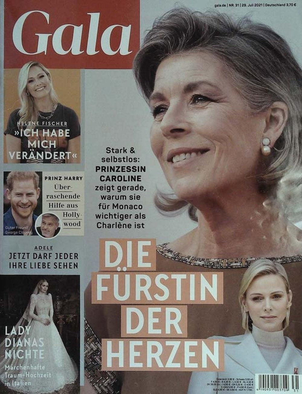 Gala Magazin Deutschland 2021-31 Prinzessin Caroline Helene Fischer Prinz Harry George Clooney Adele