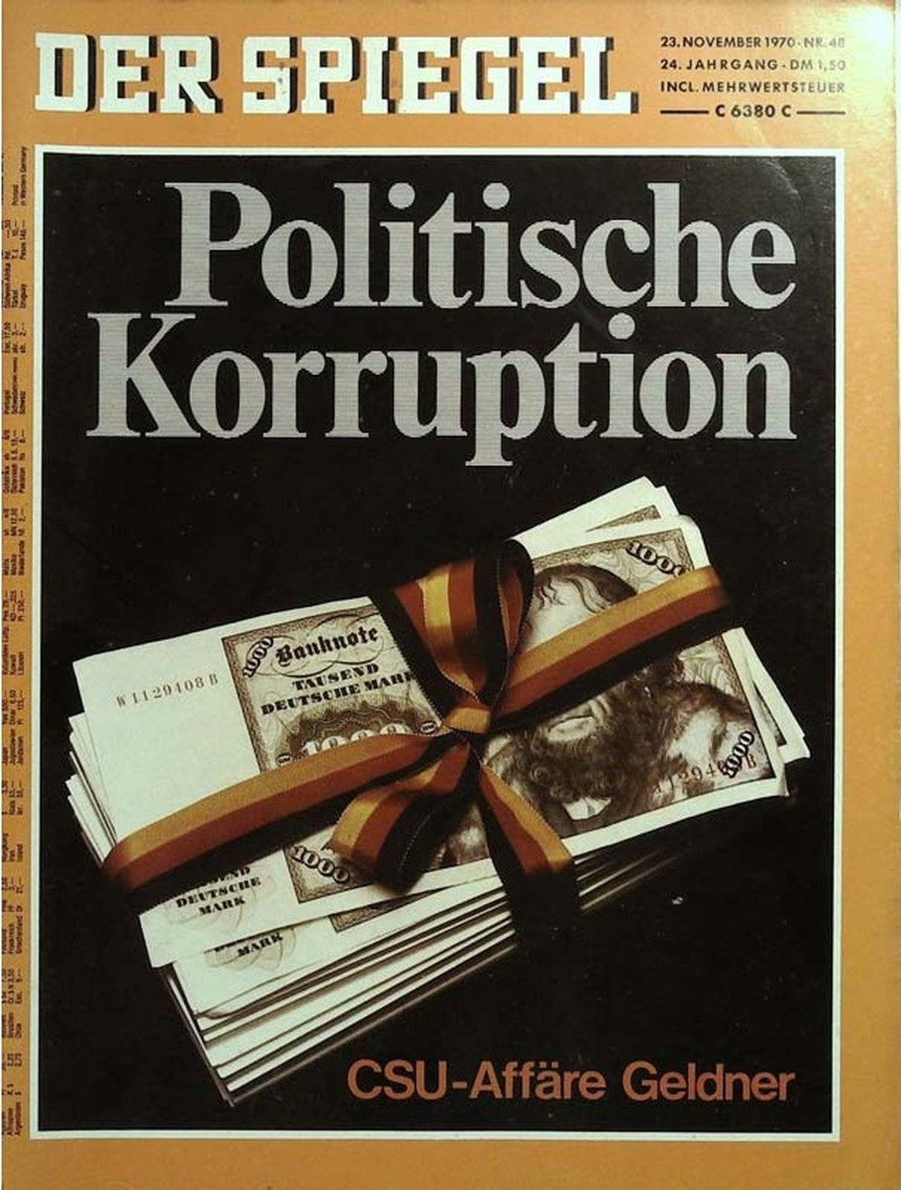 Der Spiegel Magazin Deutschland 1970-48 Politische Korruption CSU-Parteiaffäre Karl Geldner