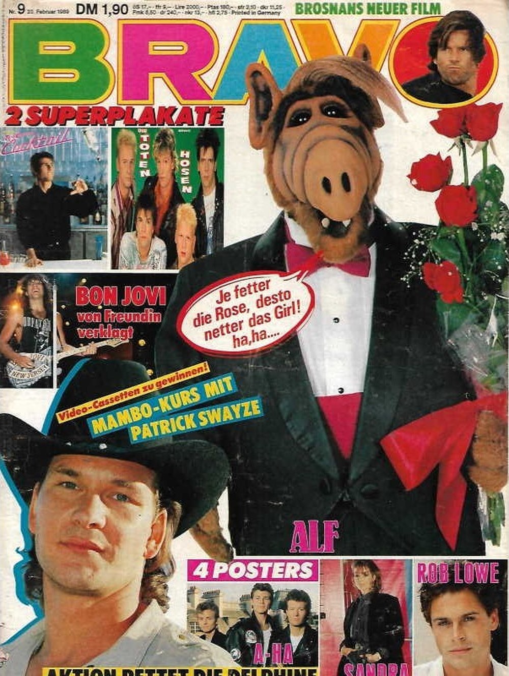 Bravo Magazin Deutschland 1989-09 ALF Patrick Swayze Bon Jovi Pierce Brosnan Rob Lowe