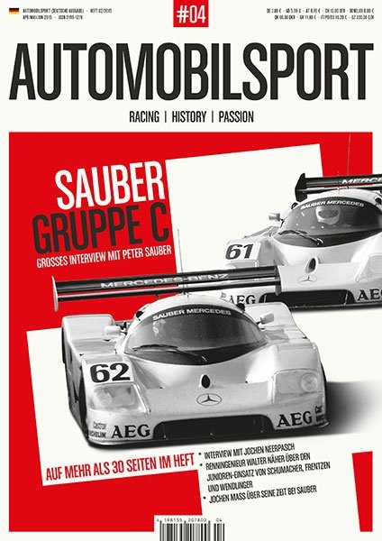 Automobilsport Magazine Allemagne 2015-02 – Peter Sauber Jochen Neerpasch Walter Näher Michael Schumacher Heinz-Harald Frentzen – Édition originale