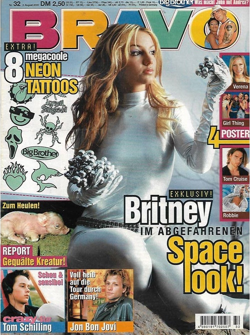 Bravo Magazin Deutschland 2000-32 Britney Spears Jon Bon Jovi Tom Schilling Tom Cruise Robbie Williams