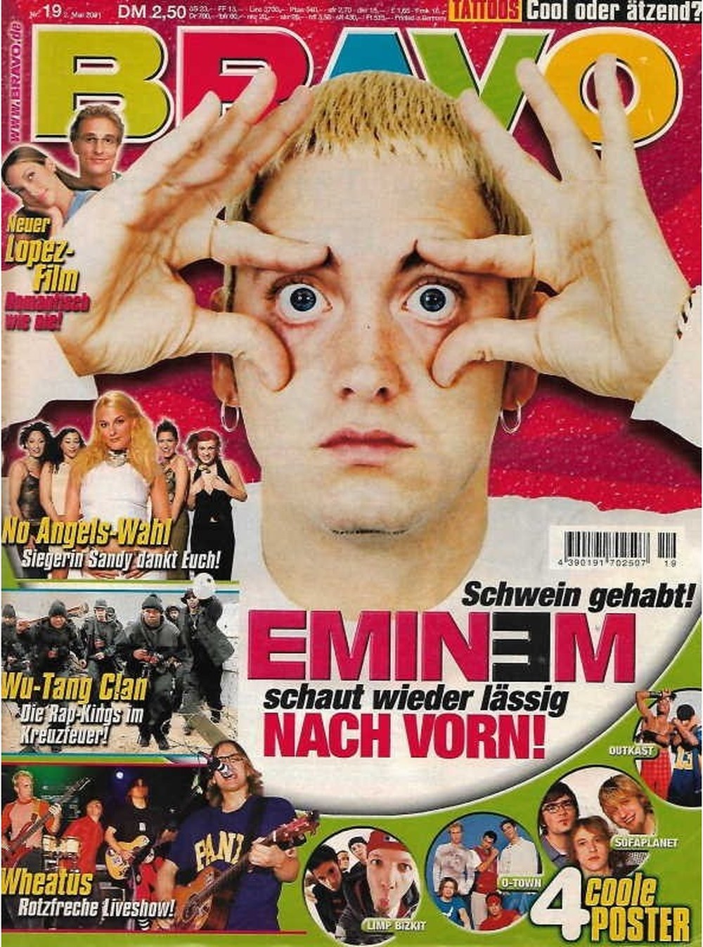 Bravo Magazin Deutschland 2001-19 Eminem Jennifer Lopez Sandy Mölling No Angels Wu-Tang Clan