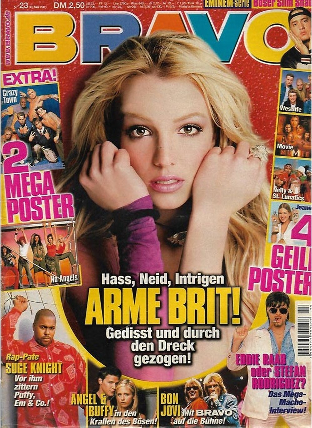 Bravo Magazin Deutschland 2001-23 Britney Spears Suge Knight Bon Jovi Eddie Raab Stefan Rodriguez