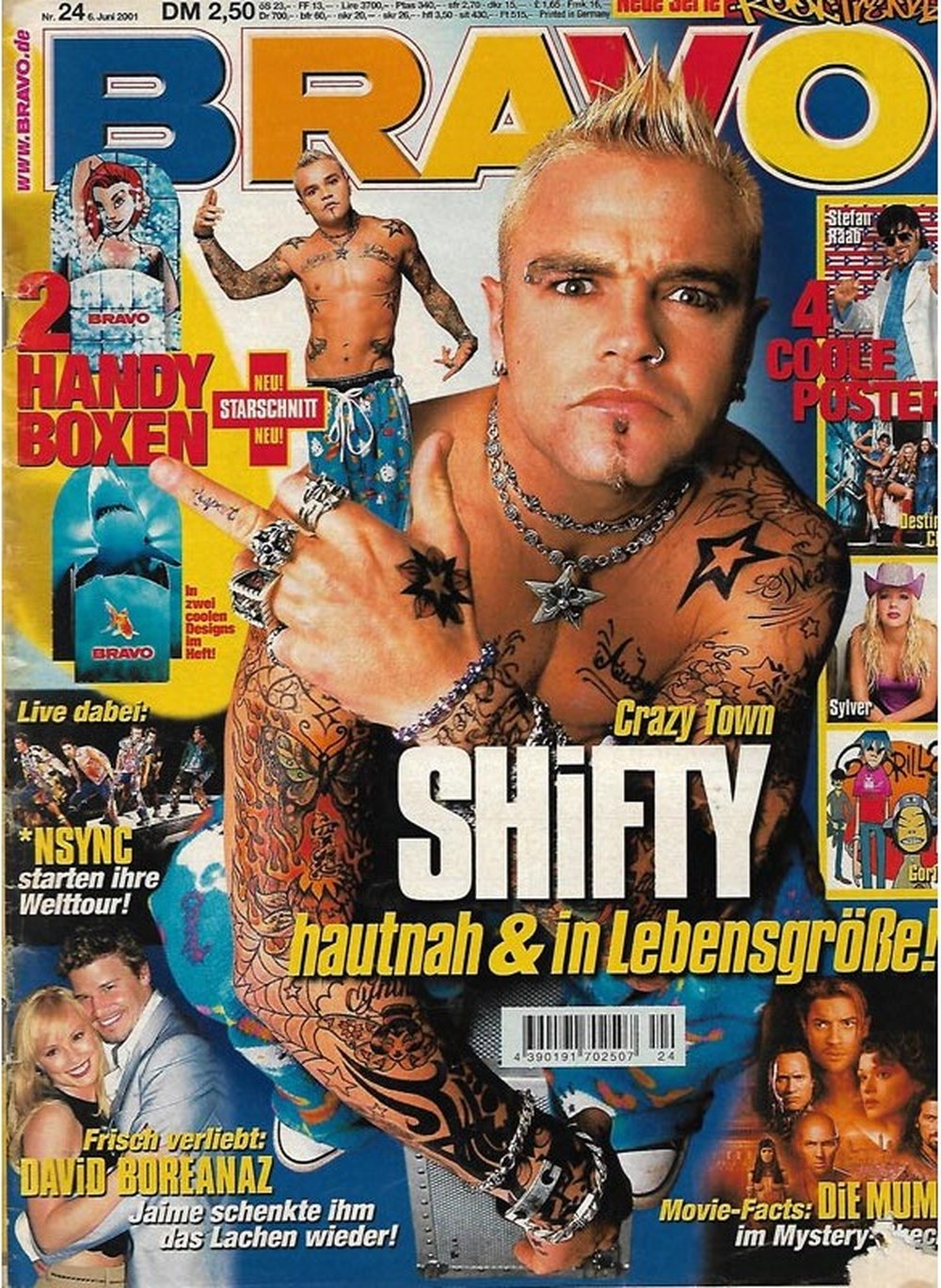 Bravo Magazin Deutschland 2001-24 Shifty Shellshock David Boreanaz Stefan Raab Sylver Crazy Town