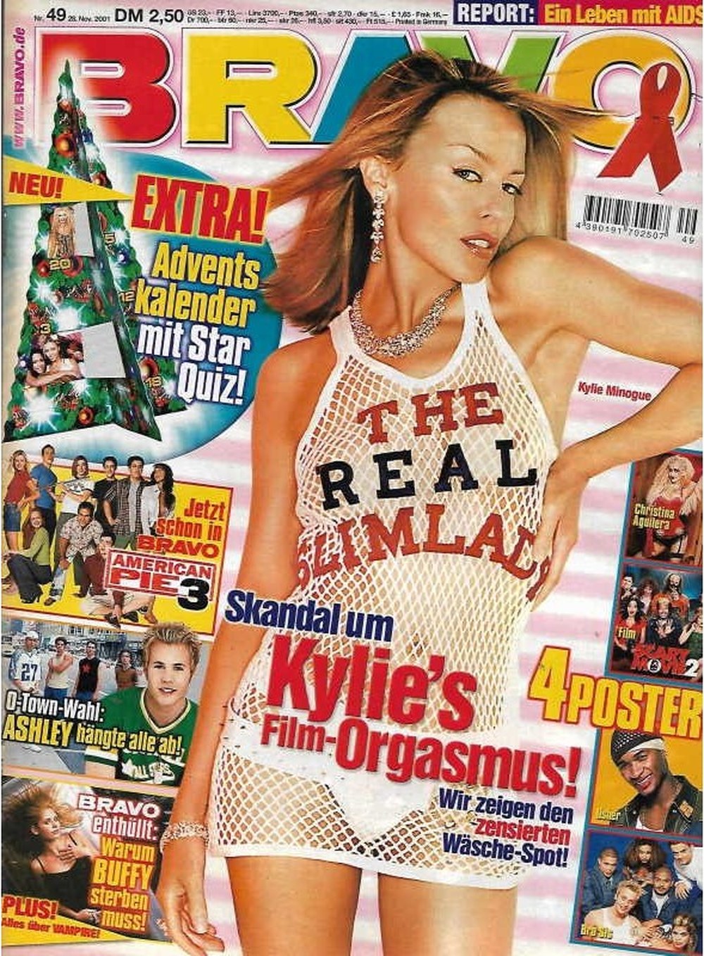 Bravo Magazin Deutschland 2001-49 Kylie Minogue Ashley Angel Christina Aguilera Sarah Michelle Gellar O-Town