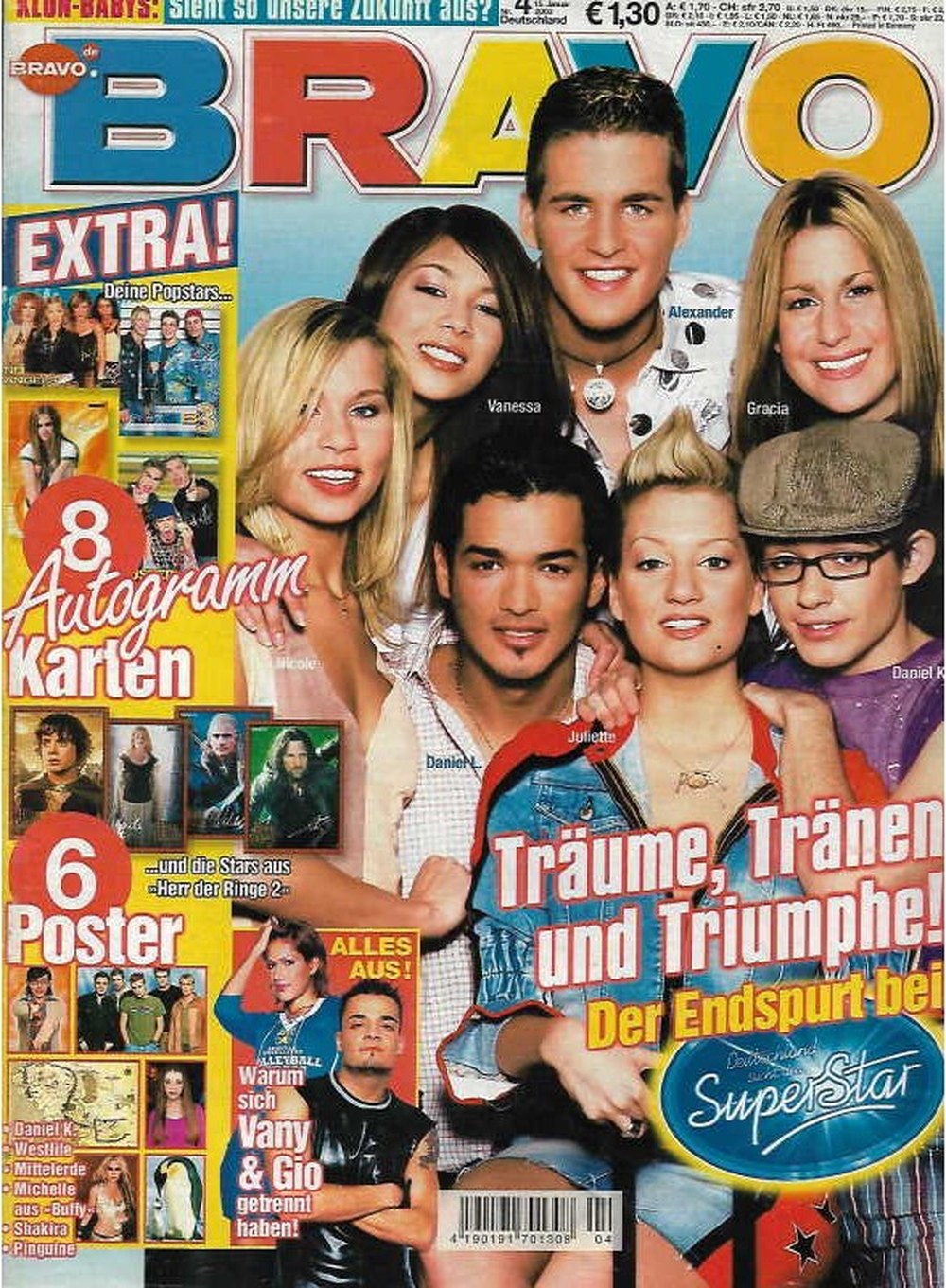 Bravo Magazin Deutschland 2003-04 Alexander Klaws Gracia Baur Vanessa Struhler Daniel Küblböck Juliette Schoppmann