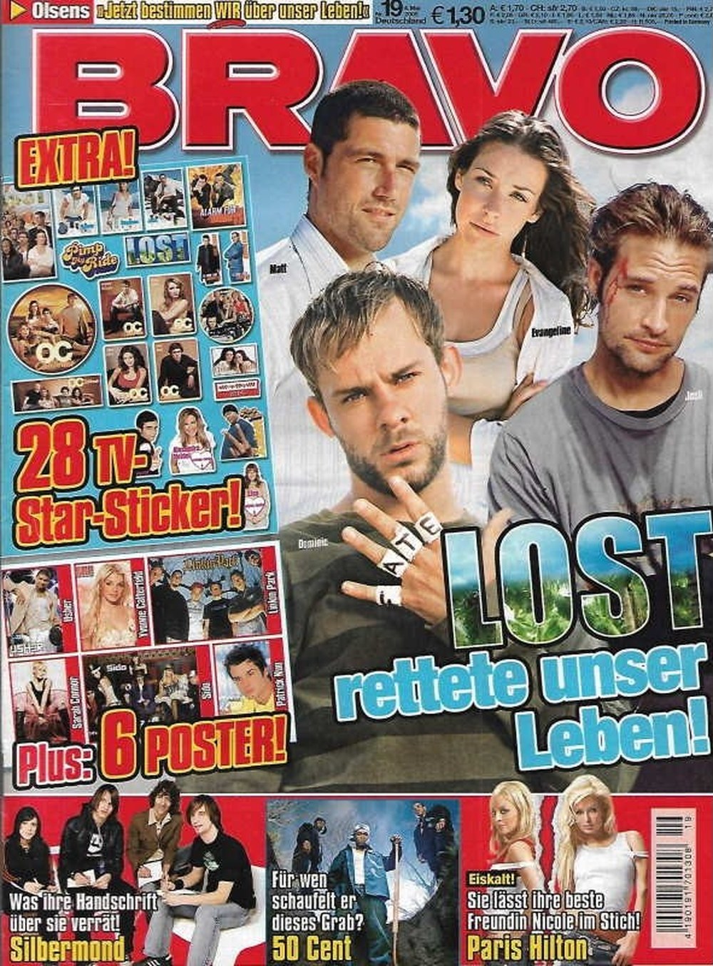 Bravo Magazin Deutschland 2005-19 Dominic Monaghan Matthew Fox Evangeline Lilly Josh Holloway 50 Cent