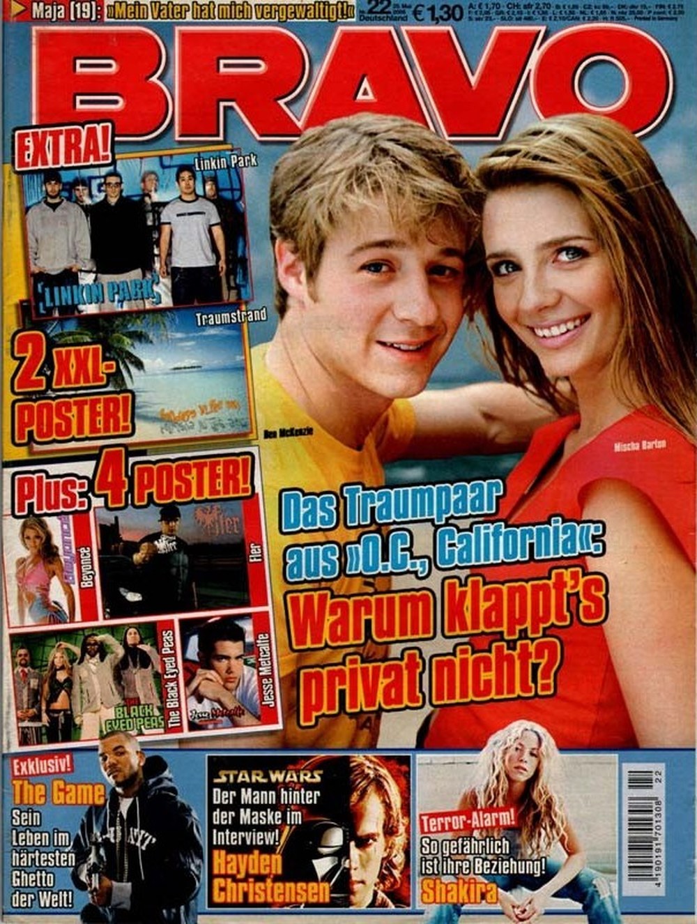 Bravo Magazin Deutschland 2005-22 Ben McKenzie Mischa Barton Hayden Christensen Shakira The Game