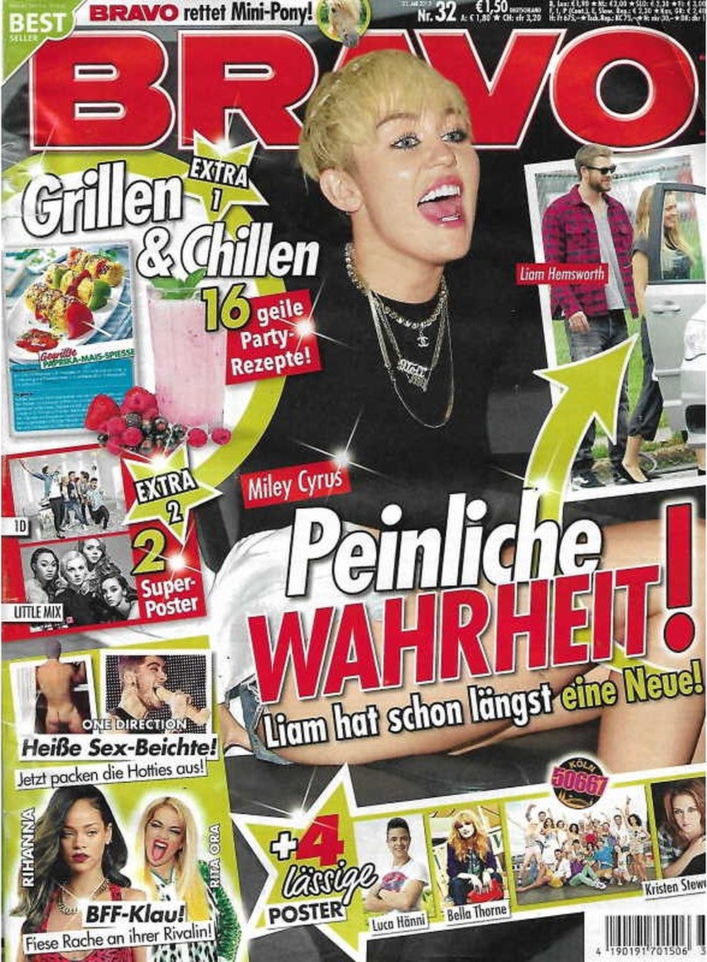 Bravo Magazin Deutschland 2013-32 Miley Cyrus Liam Hemsworth Luca Hänni Bella Thorne Kristen Stewart