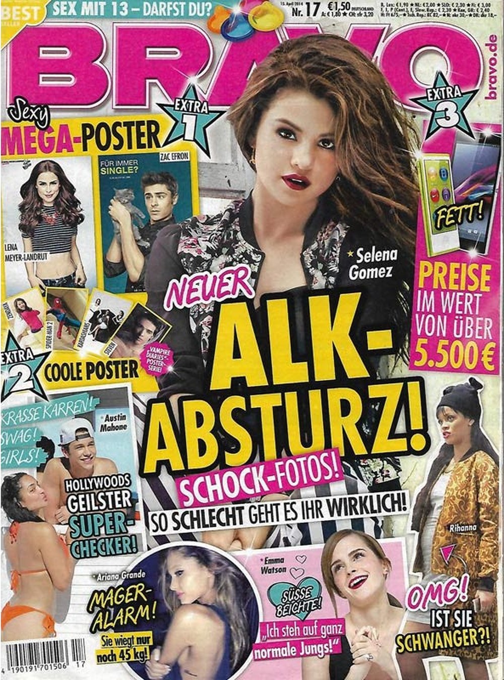 Bravo Magazin Deutschland 2014-17 Selena Gomez Rihanna Emma Watson Ariana Grande Austin Mahone
